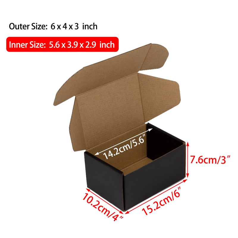 Sodissa 6x4x3 Inches Shipping Boxes Pack of 25  Packaging Corrugated Cardboard Mailer Boxes for Small Bussiness  Black - Image 2